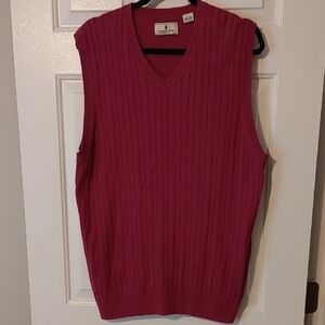 Men's XL Southern Pines Fuschia Sweater Vest 100% Cotton Cottogecore Cozy